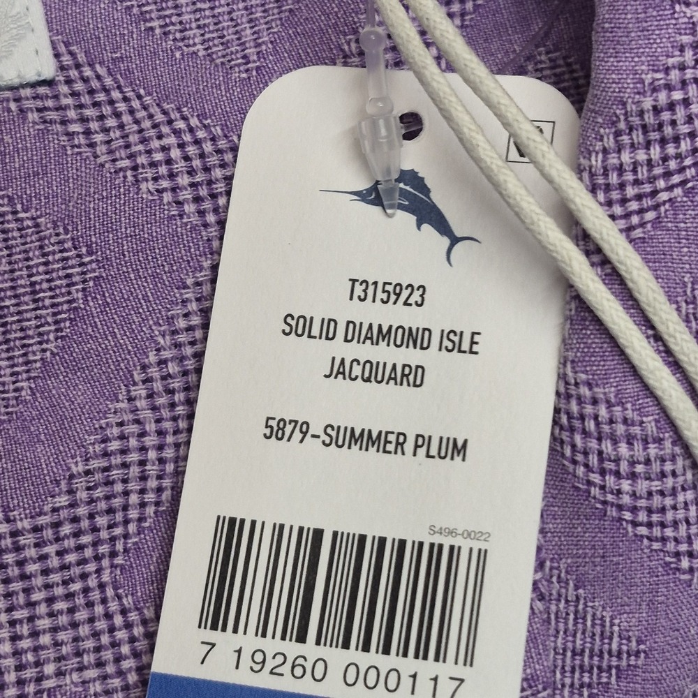Tommy Bahama Shirt Mens 2XL Purple Solid Diamond Isle Jacquard Button Down NWT - Picture 6 of 15